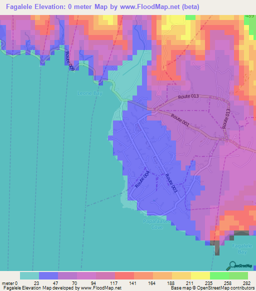 Fagalele,American Samoa Elevation Map