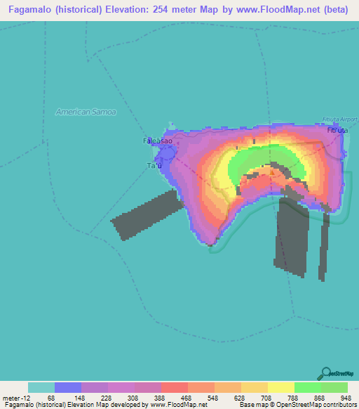 Fagamalo (historical),American Samoa Elevation Map