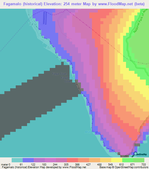 Fagamalo (historical),American Samoa Elevation Map