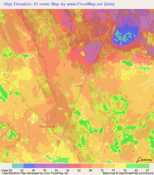 Ubja,Estonia Elevation Map