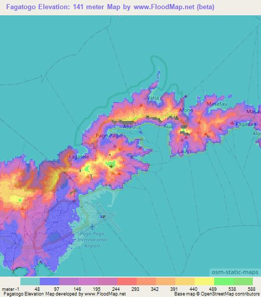 Fagatogo,American Samoa Elevation Map
