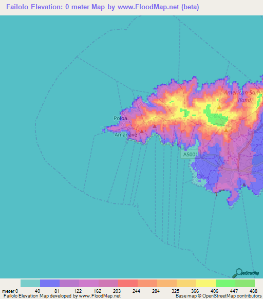 Failolo,American Samoa Elevation Map