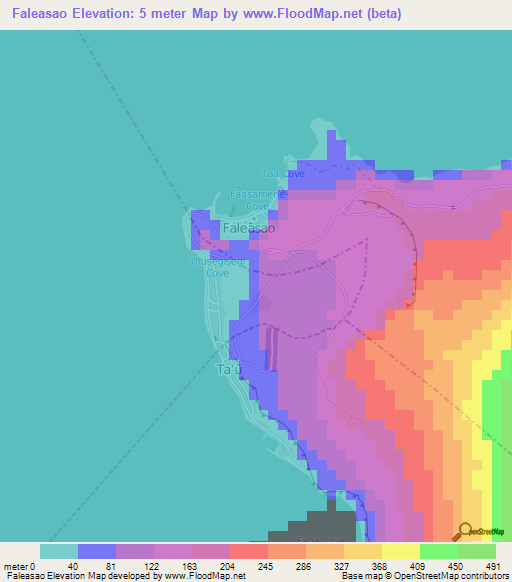 Faleasao,American Samoa Elevation Map
