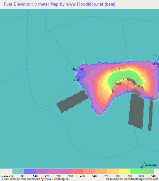 Fusi,American Samoa Elevation Map