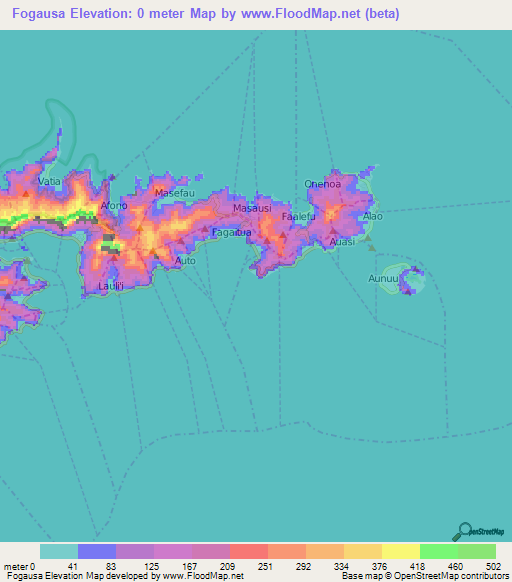 Fogausa,American Samoa Elevation Map