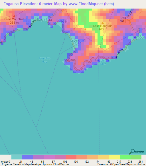 Fogausa,American Samoa Elevation Map
