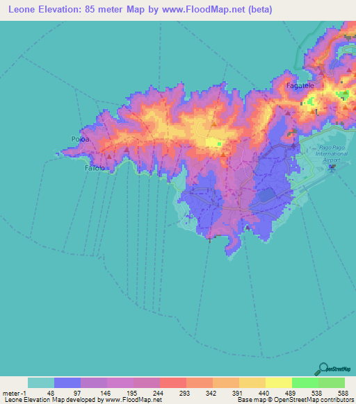 Leone,American Samoa Elevation Map