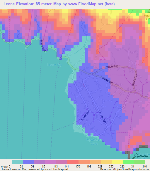 Leone,American Samoa Elevation Map
