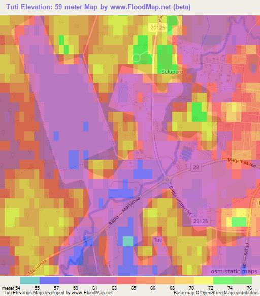 Tuti,Estonia Elevation Map
