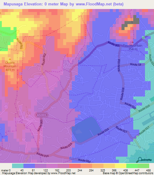 Mapusaga,American Samoa Elevation Map