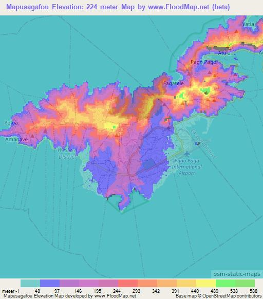 Mapusagafou,American Samoa Elevation Map