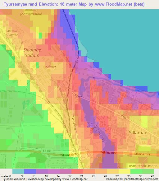 Tyursamyae-rand,Estonia Elevation Map