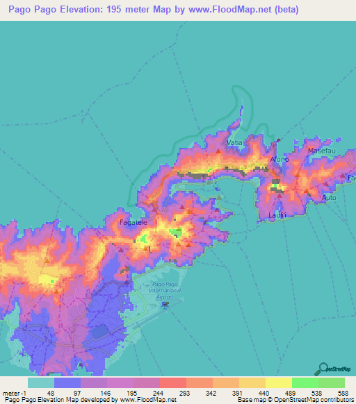 Pago Pago,American Samoa Elevation Map