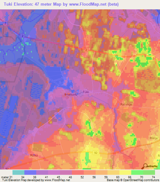 Tuki,Estonia Elevation Map