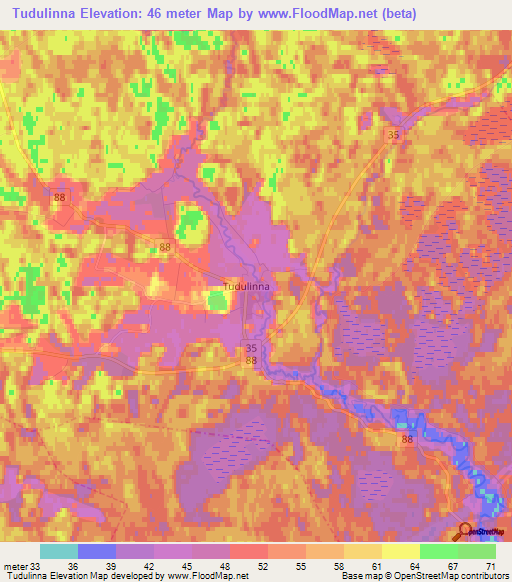 Tudulinna,Estonia Elevation Map