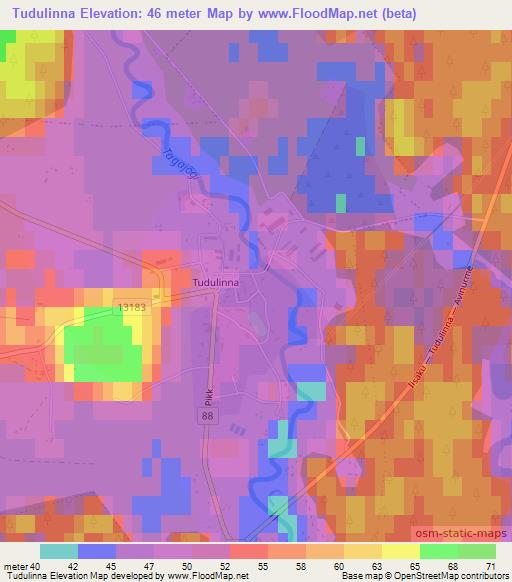 Tudulinna,Estonia Elevation Map