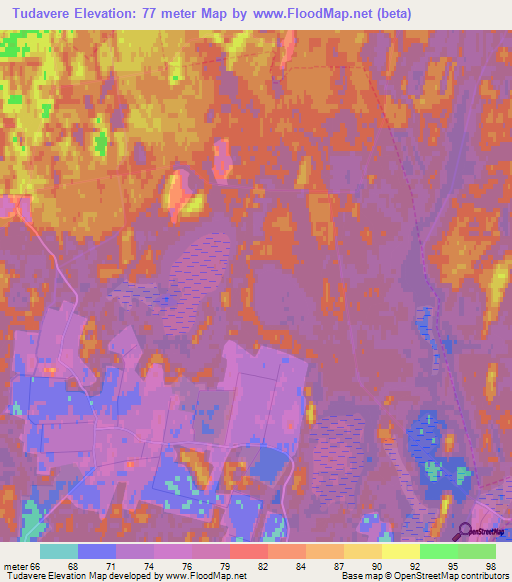 Tudavere,Estonia Elevation Map