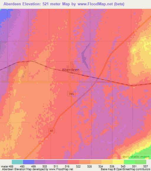Aberdeen,Canada Elevation Map