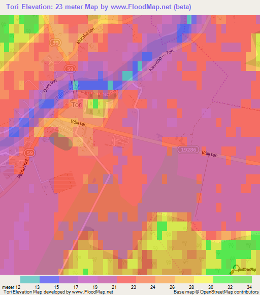 Tori,Estonia Elevation Map