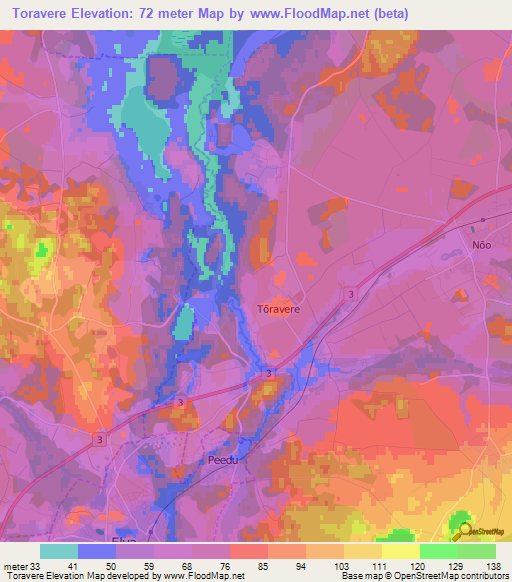 Toravere,Estonia Elevation Map