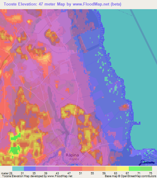 Tooste,Estonia Elevation Map