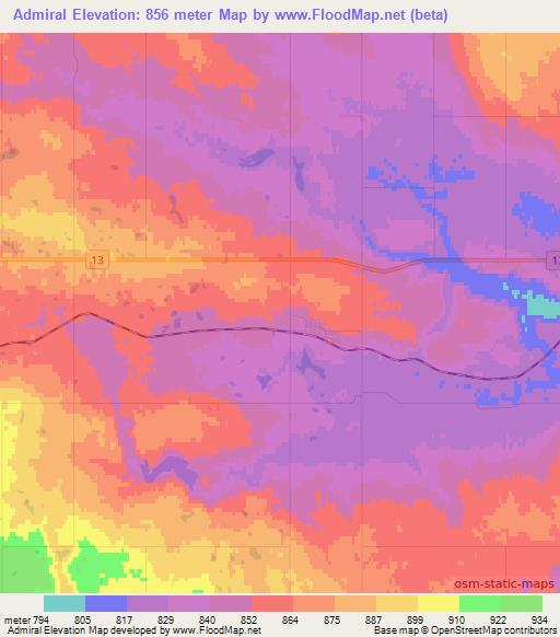 Admiral,Canada Elevation Map