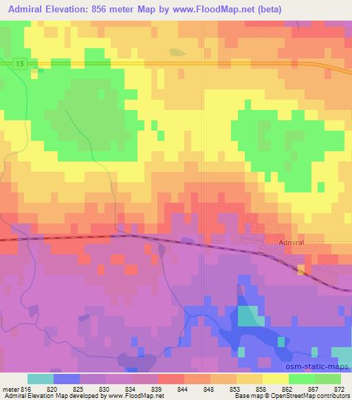 Admiral,Canada Elevation Map