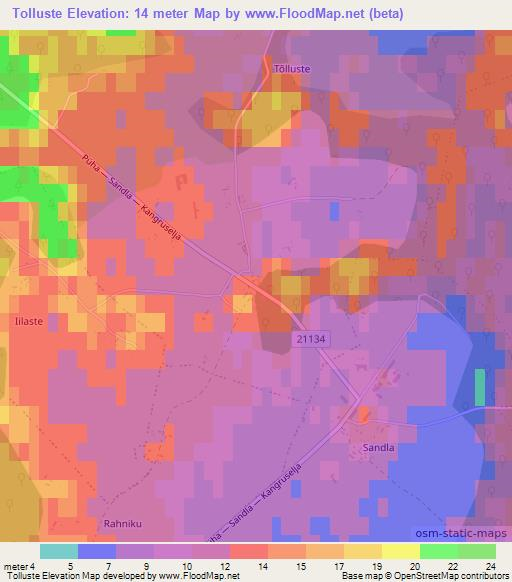 Tolluste,Estonia Elevation Map