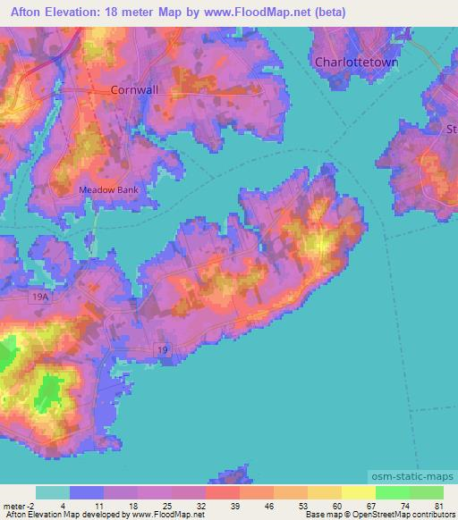 Afton,Canada Elevation Map
