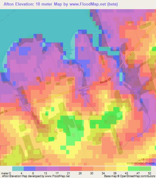 Elevation of Afton,Canada Elevation Map, Topography, Contour