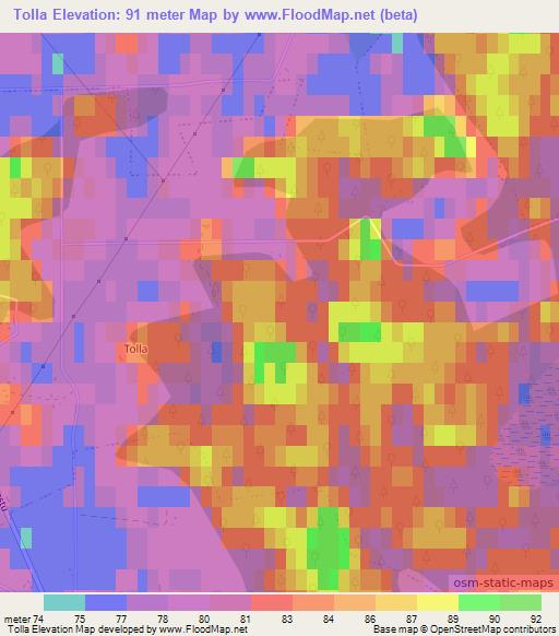 Tolla,Estonia Elevation Map