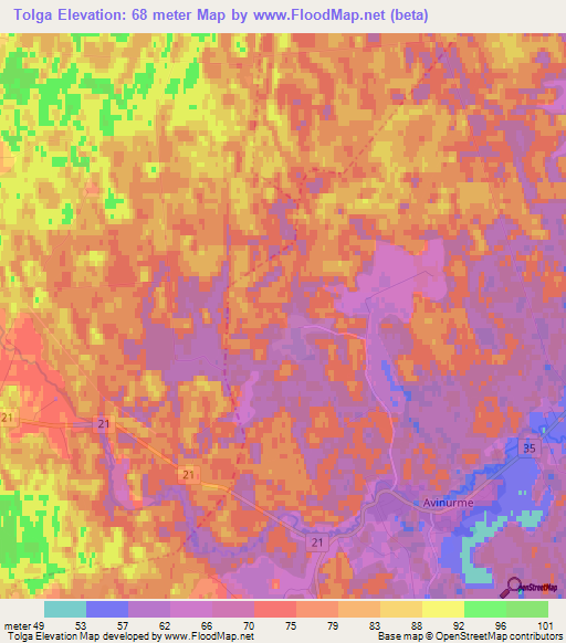 Tolga,Estonia Elevation Map