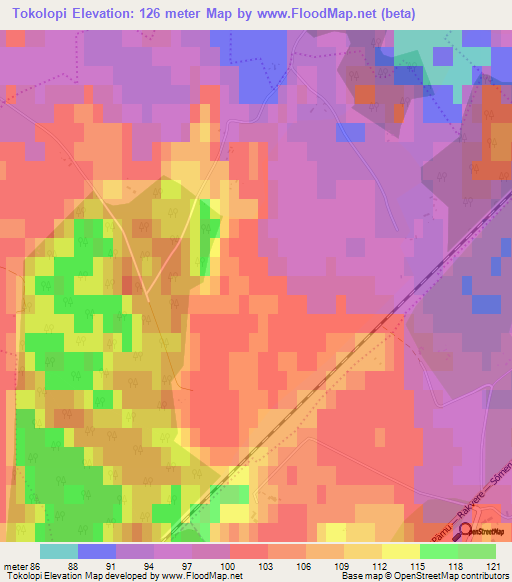 Tokolopi,Estonia Elevation Map