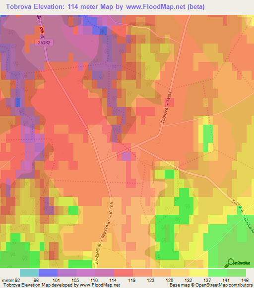 Tobrova,Estonia Elevation Map