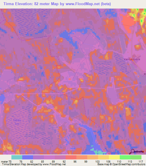 Tirma,Estonia Elevation Map