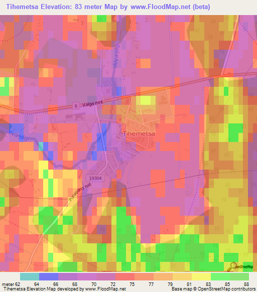 Tihemetsa,Estonia Elevation Map