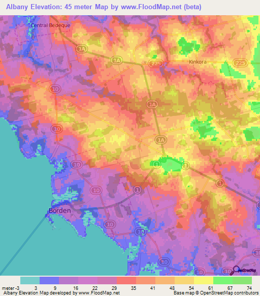 Albany,Canada Elevation Map