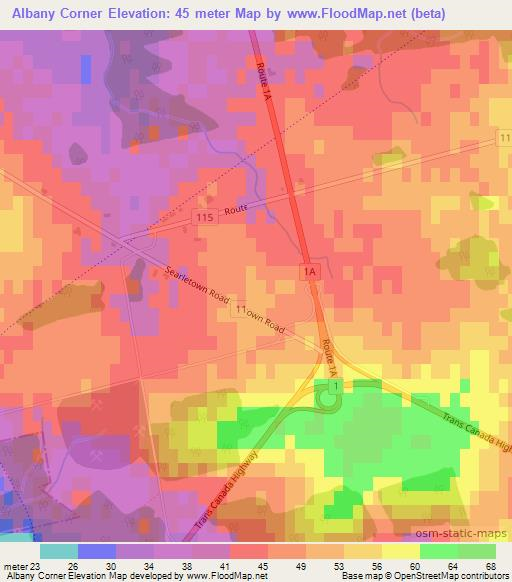 Albany Corner,Canada Elevation Map
