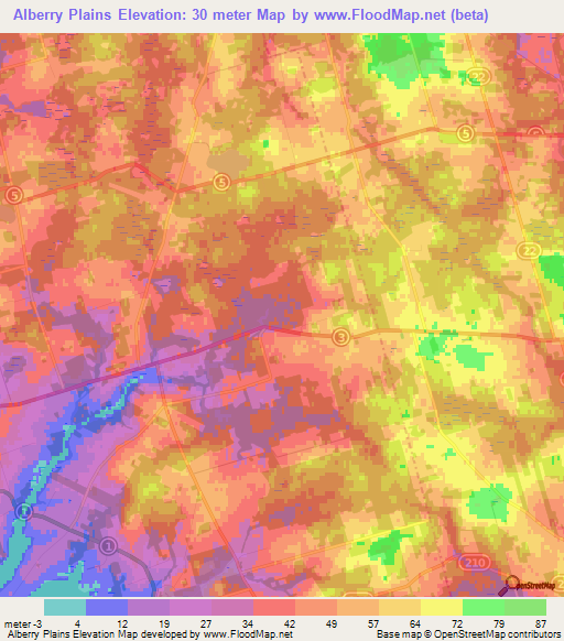 Alberry Plains,Canada Elevation Map