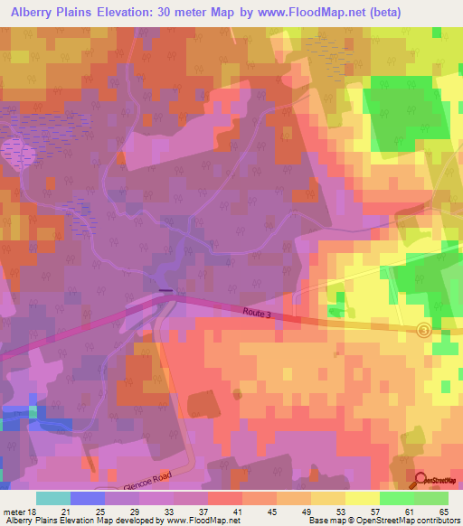 Alberry Plains,Canada Elevation Map