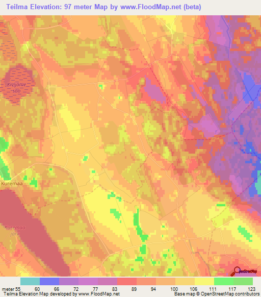 Teilma,Estonia Elevation Map