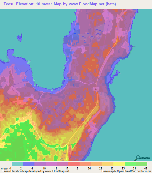 Teesu,Estonia Elevation Map
