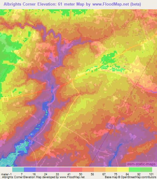 Albrights Corner,Canada Elevation Map
