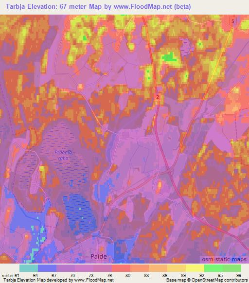 Tarbja,Estonia Elevation Map