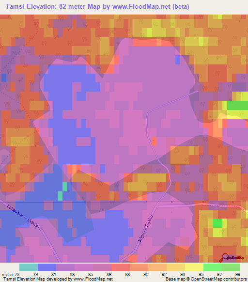 Tamsi,Estonia Elevation Map
