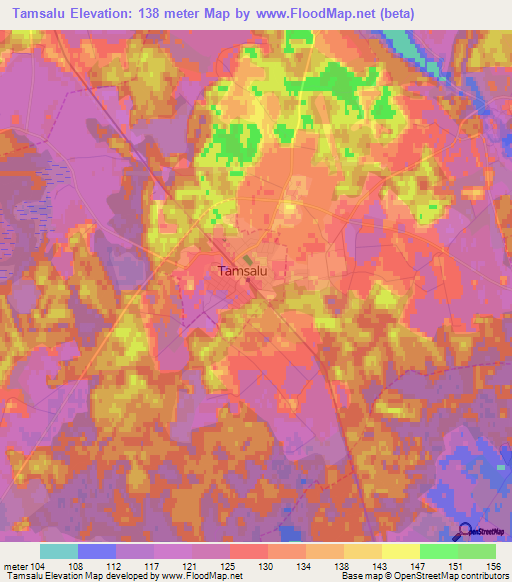 Tamsalu,Estonia Elevation Map