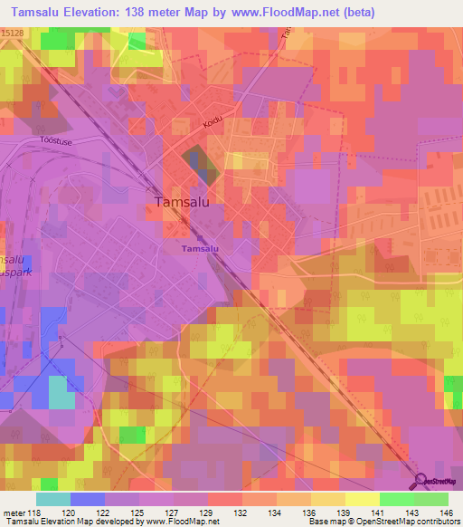 Tamsalu,Estonia Elevation Map