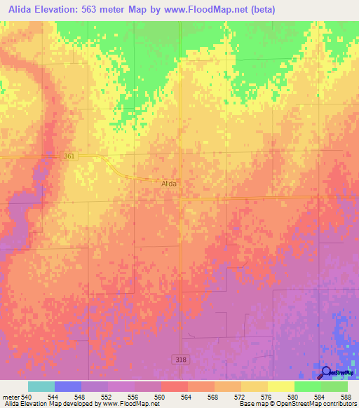 Alida,Canada Elevation Map