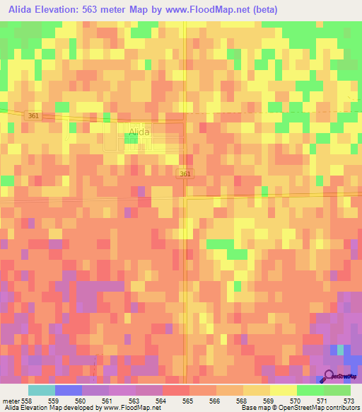 Alida,Canada Elevation Map