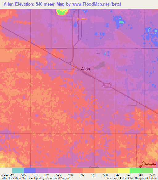 Allan,Canada Elevation Map